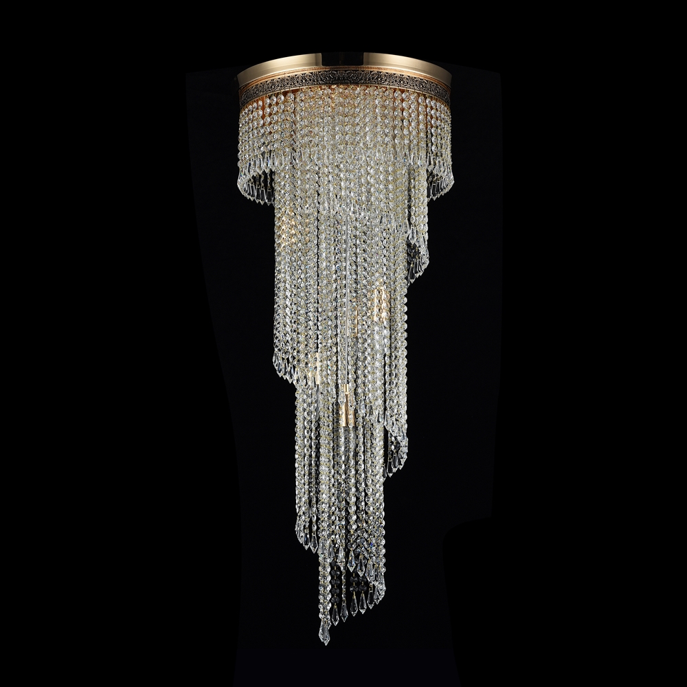 Cascade Ø42 Oro cristal De Maytoni - Los prismas decorativos cuelgan en varios niveles y encierran las fuentes de luz, creando un juego de luz radiante y una atm&oacute;sfera exclusiva.