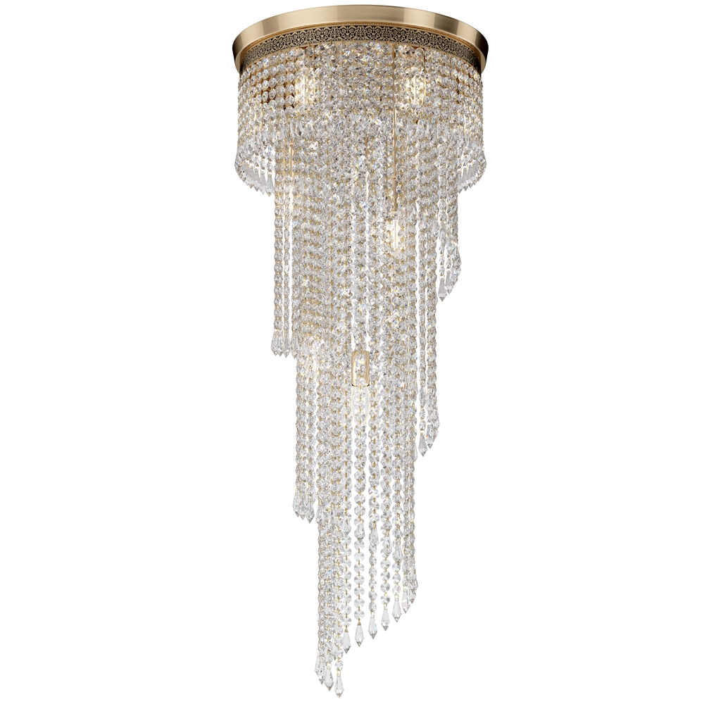 Cascade Ø42 Oro cristal De Maytoni - Los prismas decorativos cuelgan en varios niveles y encierran las fuentes de luz, creando un juego de luz radiante y una atm&oacute;sfera exclusiva.