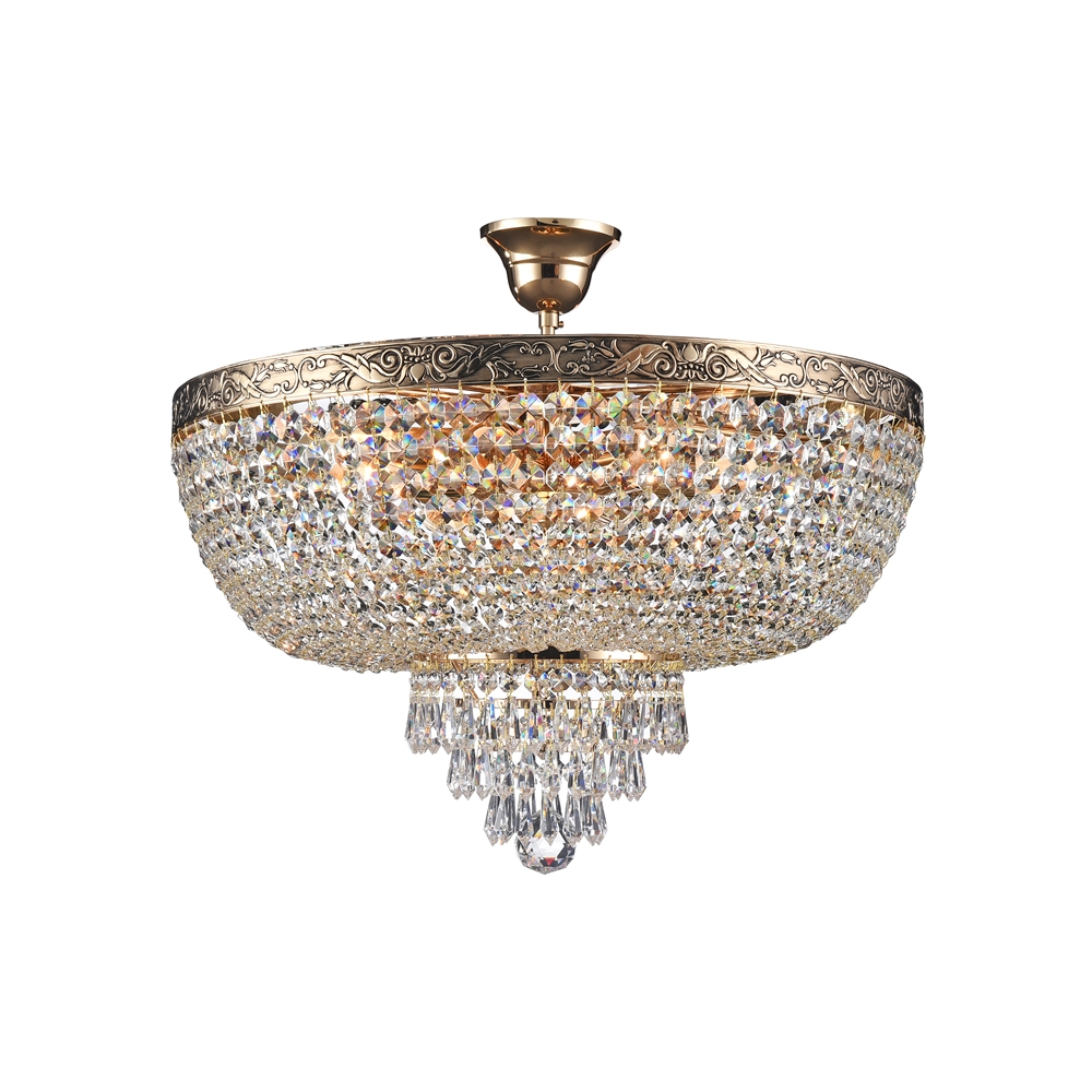 Palace Ø50 Oro antiguo cristal De Maytoni - Palace es una elegante l&aacute;mpara de techo de cristal realizada en metal con un noble acabado en oro antiguo.