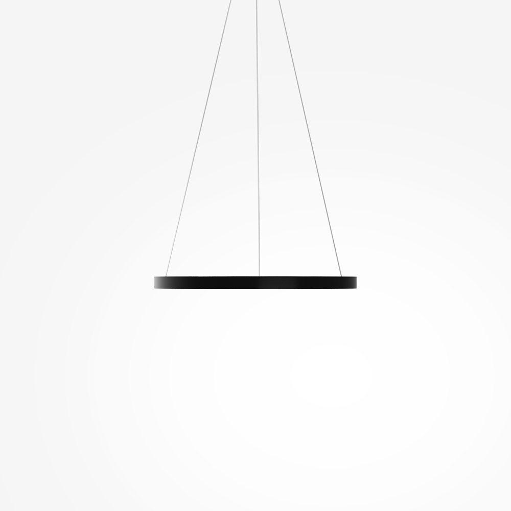 Rim Ø60 Negro Lámpas de techo De Maytoni - La tira LED integrada distribuye la luz hacia abajo y alrededor, lo que la hace perfecta para colocarla sobre la mesa del comedor o como una elegante l&aacute;mpara en el sal&oacute;n.