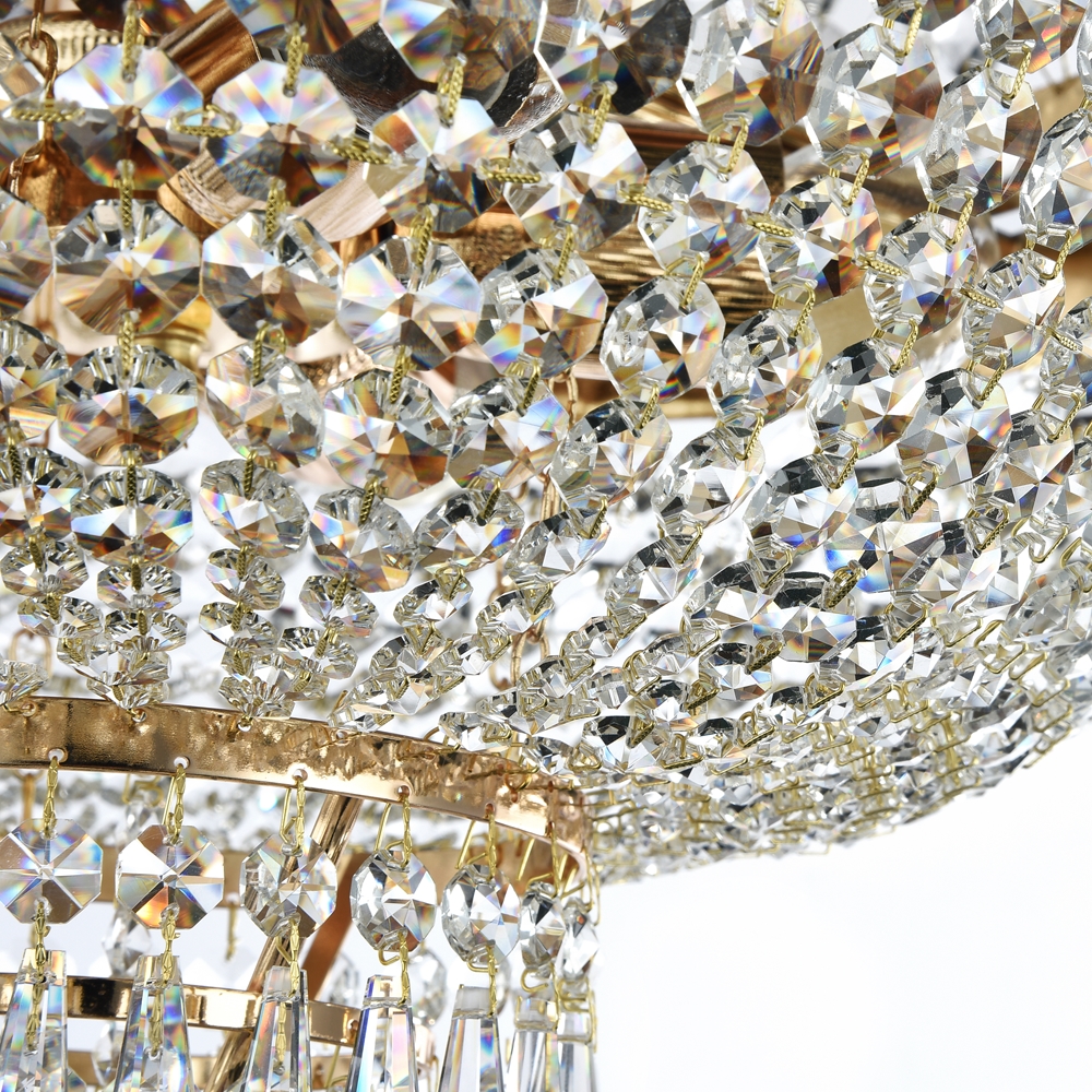 Palace Ø50 Oro antiguo cristal De Maytoni - Palace es una elegante l&aacute;mpara de techo de cristal realizada en metal con un noble acabado en oro antiguo.