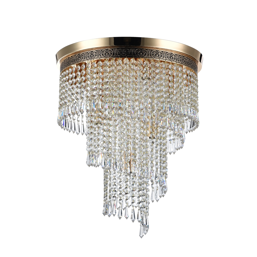 Cascade Ø42 Oro cristal De Maytoni - Los prismas decorativos cuelgan en varios niveles y encierran las fuentes de luz, creando un juego de luz radiante y una atm&oacute;sfera exclusiva.