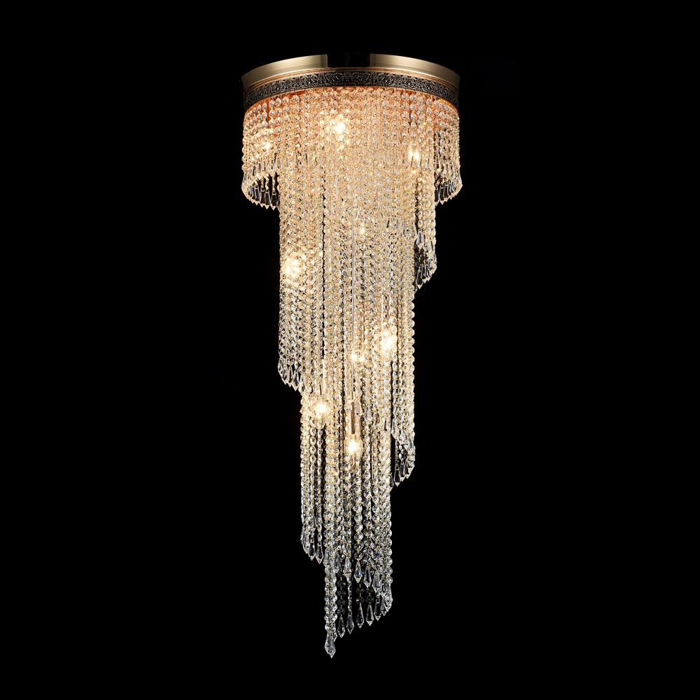 Cascade Ø42 Oro cristal De Maytoni - Los prismas decorativos cuelgan en varios niveles y encierran las fuentes de luz, creando un juego de luz radiante y una atm&oacute;sfera exclusiva.