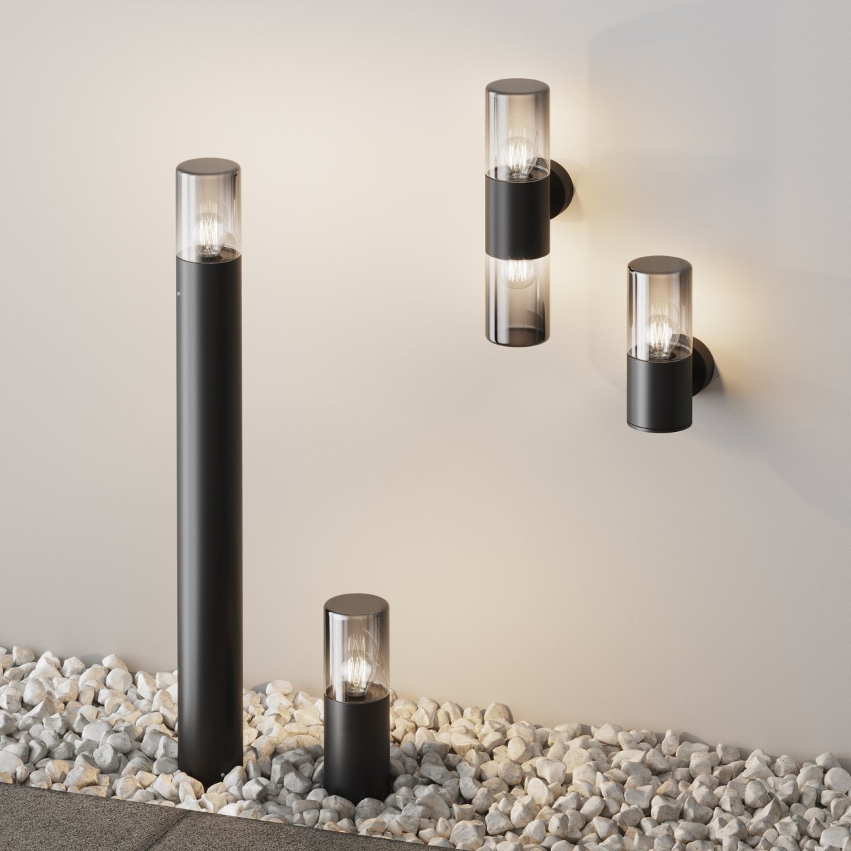 Amas 80cm Grafito balizas De Maytoni - La pantalla tintada proporciona un diseño sofisticado y emite una luz tenue y misteriosa que realza la atmósfera en cualquier área iluminada.