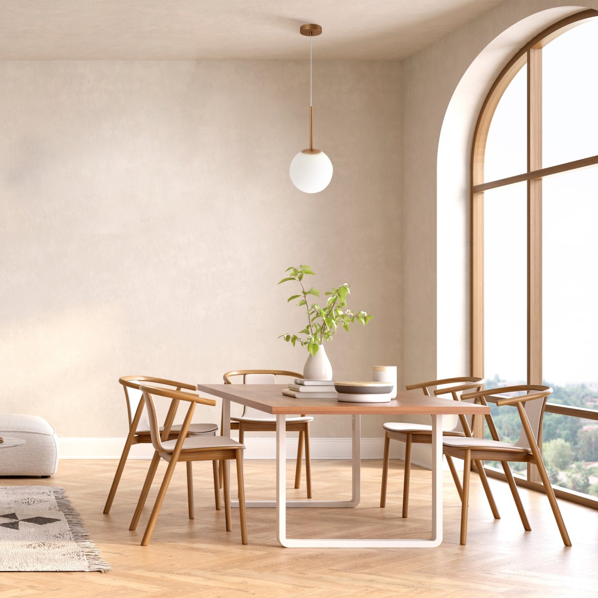 Basic form Ø20 Oro Lámpas de techo De Maytoni - Con su globo de cristal opalino suave y una fina carcasa de metal con aspecto dorado, la lámpara proporciona una luz hermosa y agradable que se adapta perfectamente a estilos interiores modernos y clásicos.