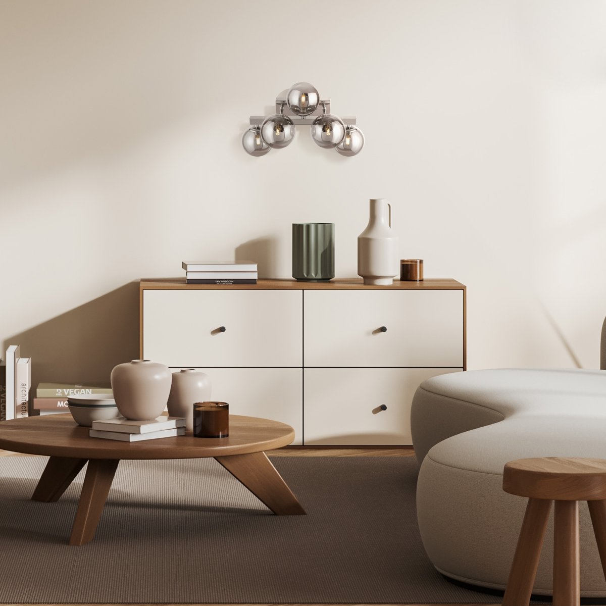 Dallas 40cm Cromo lámpara de pared De Maytoni - Dallas, con sus cinco fuentes de luz, es una elegante y moderna lámpara de pared que combina estilo y funcionalidad.