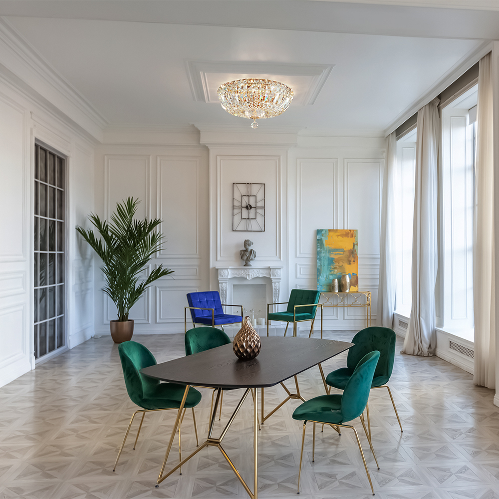 Basfor Ø30 Oro cristal De Maytoni - Esta l&aacute;mpara de techo de cristal es perfecta para quienes quieran a&ntilde;adir un toque de glamour y exclusividad a su hogar, especialmente en el sal&oacute;n, el comedor o la zona de entrada.