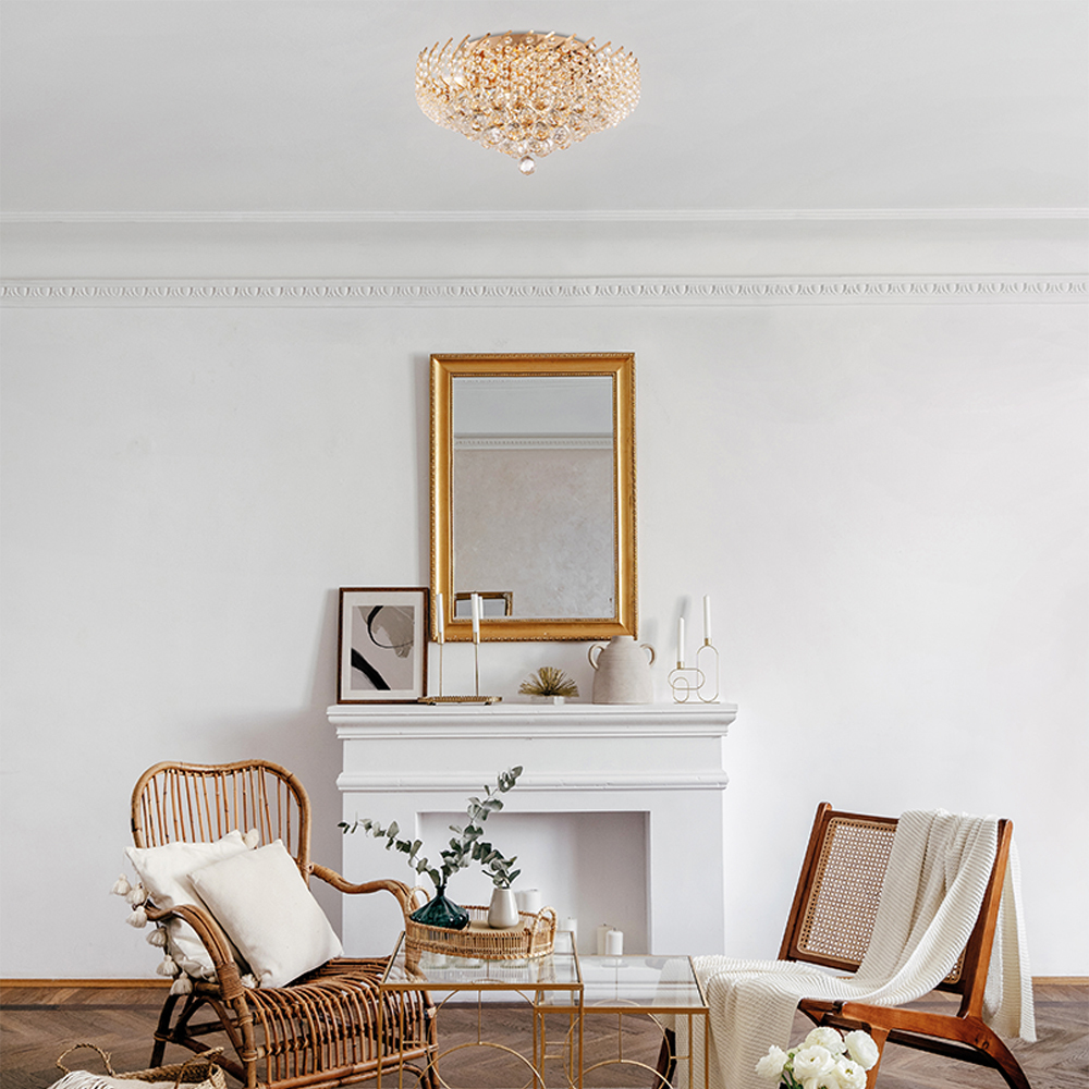 Karolina Ø50 Oro cristal De Maytoni - Karolina es una magnífica lámpara de techo de cristal y la mejor opción para quienes desean agregar una sensación de lujo y elegancia a su hogar.