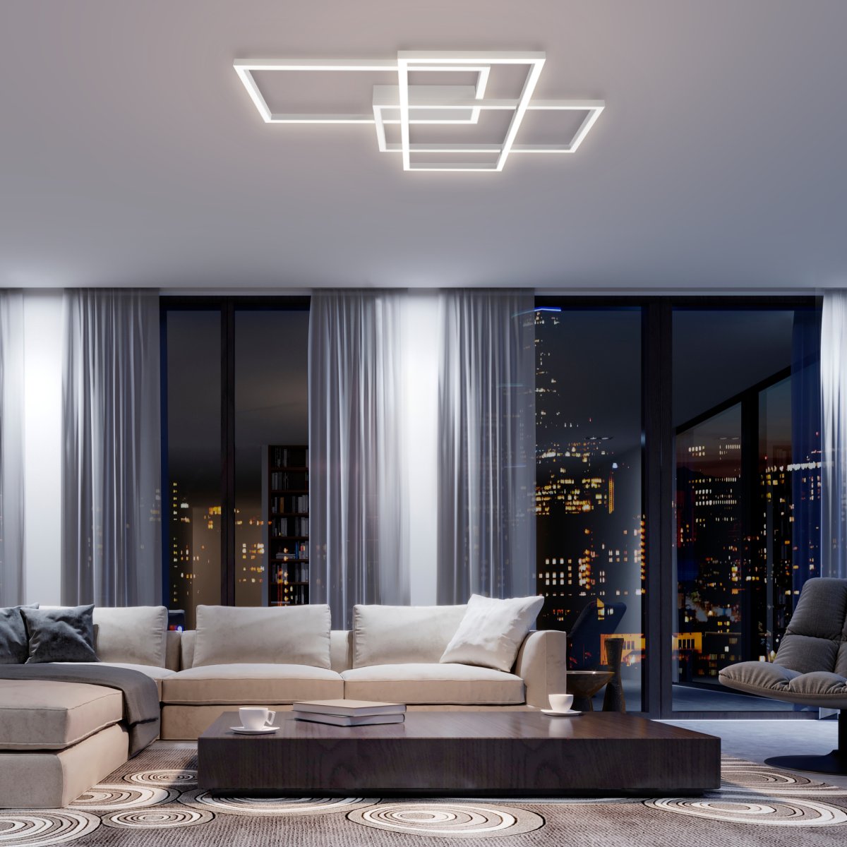 Rida 78cm Blanco plafón De Maytoni - Perfecta para la sala de estar, el comedor o la oficina, Rida es una solución funcional y estéticamente agradable para cualquiera que busque una lámpara con un toque futurista y un estilo elegante.
