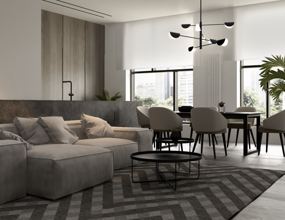 Mollis 125cm Negro Lámpas de techo De Maytoni - Realizada en metal negro con cúpulas suavemente contorneadas y fuentes de luz ocultas bajo un difusor acrílico que proporciona una luz sutil y agradable.