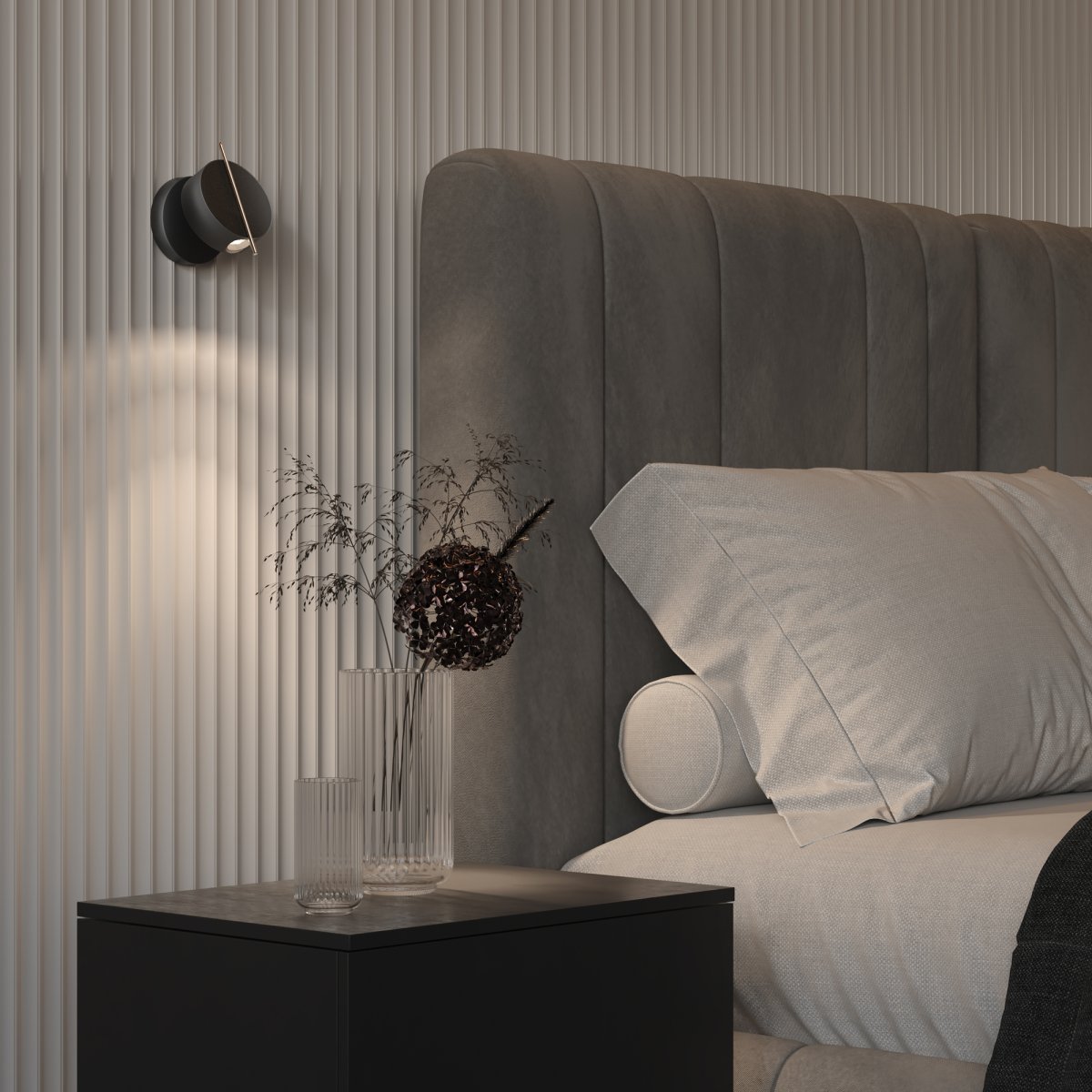 Nuance Ø10 Negro lámpara de pared De Maytoni - Con un color de luz cálido de 3000K y tecnología LED de ahorro de energía, Nuance es una solución de iluminación moderna que se adapta a muchos estilos de interiores.
