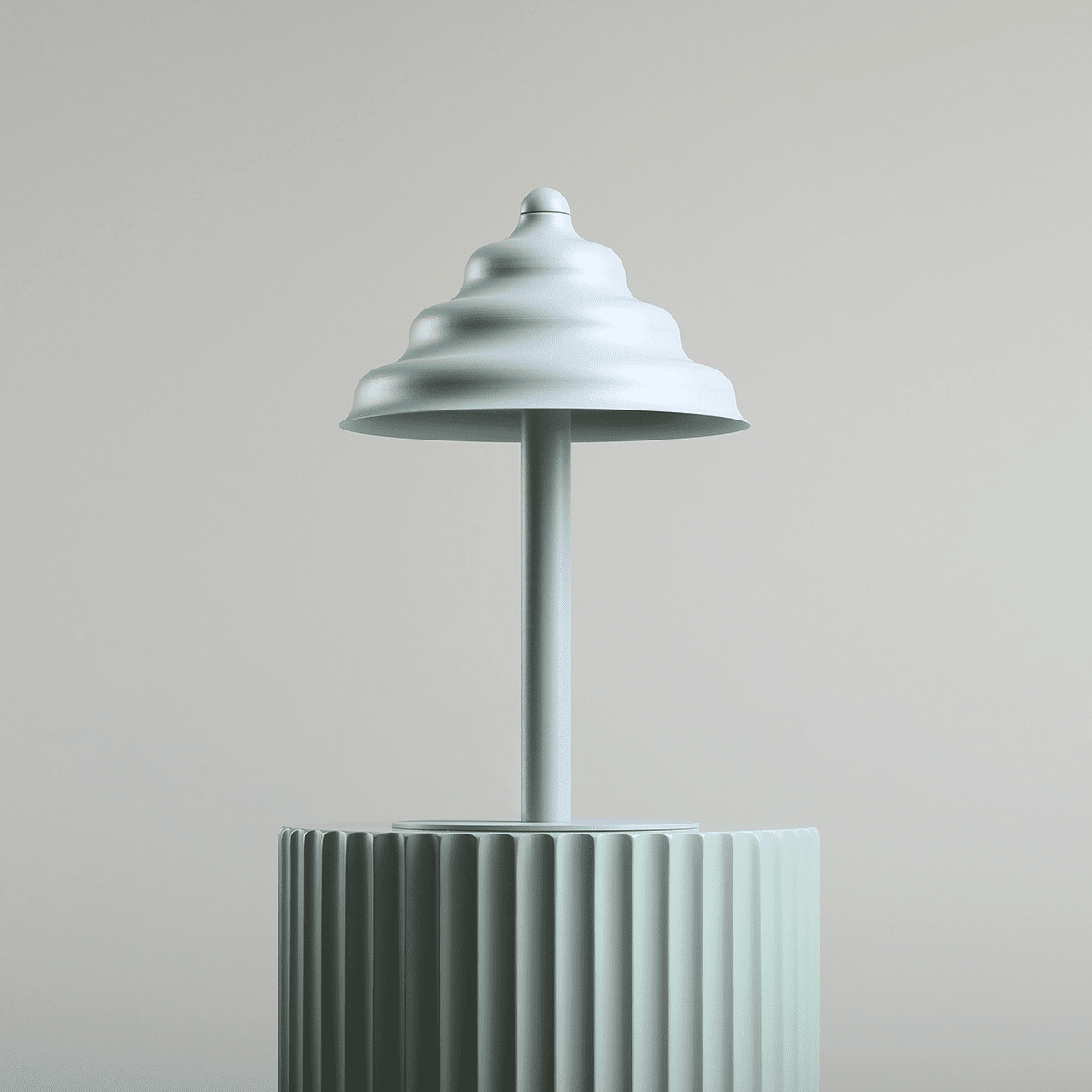Wave 36cm Azul lámpara de mesa De Artera - La lámpara está hecha de metal de color gris azulado mate.