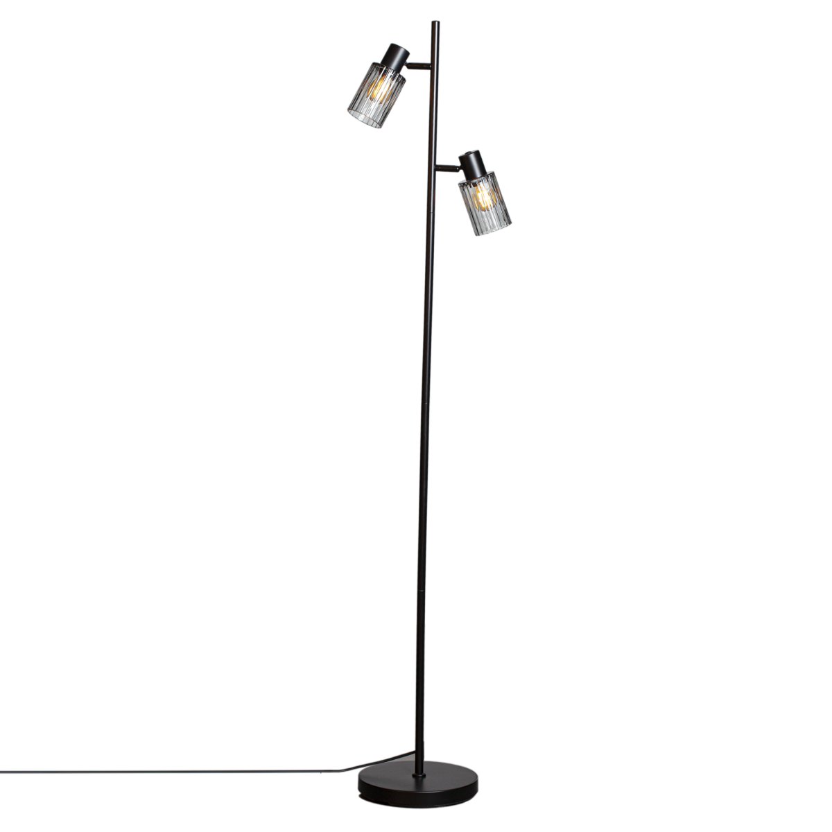 Kiera 2 Negro/Ahumado lámpara de pie De Cottex - Las pantallas en forma de cruz se pueden inclinar para dirigir la luz y crear un ambiente especial en la habitaci&oacute;n.
