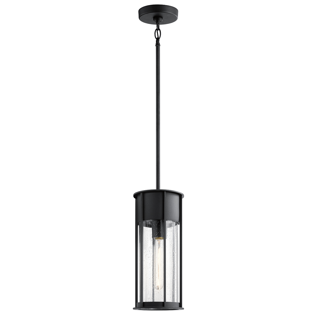 Camillo 37cm Negro De Elstead Lighting - Med sin robusta metallkonstruktion och klarglas med bubbeleffekt skapar den en vacker ljusspridning som f&ouml;rh&ouml;jer entr&eacute;er, altaner och verandor.