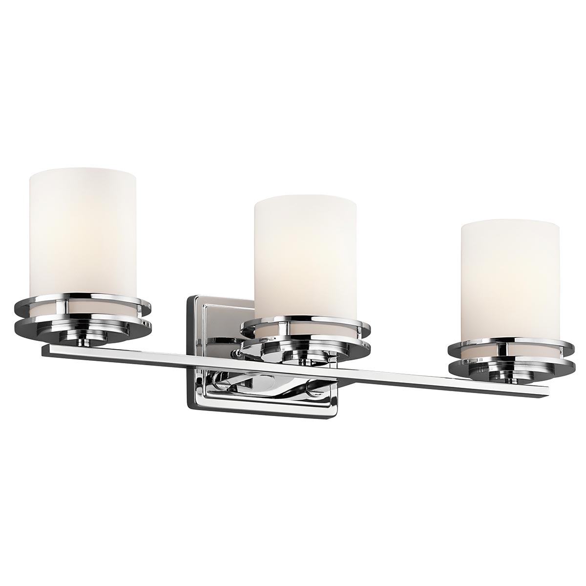 Hendrik 60cm Cromo pulido lámpara de baño De Elstead Lighting - Con su superficie de cromo pulido y sus elegantes pantallas de cristal opalino, deja una impresi&oacute;n elegante y sofisticada.
