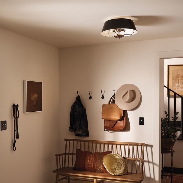 Luella Ø40 Negro Lámpas de techo De Elstead Lighting - Con la barra incluida, Luella se puede convertir fácilmente de una lámpara de techo a una lámpara colgante.
