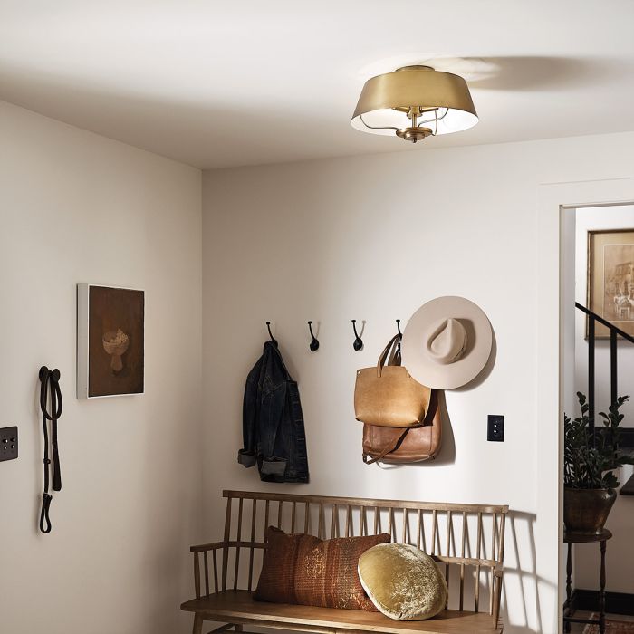 Luella Ø40 Latón cepillado Lámpas de techo De Elstead Lighting - Con la barra incluida, Luella se puede convertir fácilmente de una lámpara de techo a una lámpara colgante.