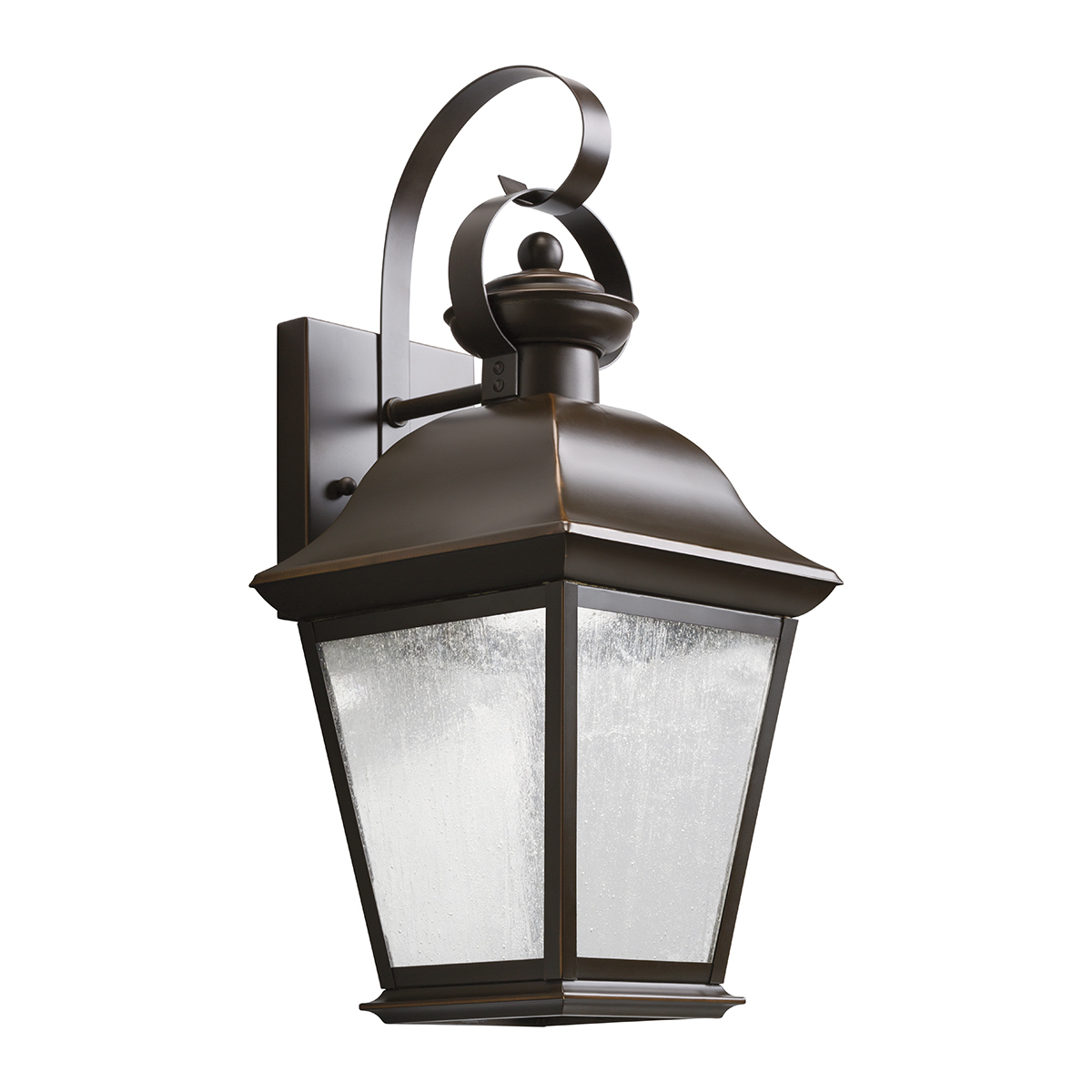 Mount Vernon Bronce lámpara de exterior De Elstead Lighting - Fabricada en metal con un elegante acabado bronce, se combina con cristal transparente y una llamativa superficie texturizada, lo que le confiere un aspecto vibrante y distintivo.