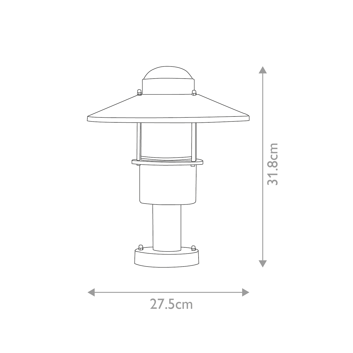 Klampenborg 32cm Negro De Elstead Lighting - Tillverkad av rostfritt st&aring;l i svart finish och glas, erbjuder den en robust konstruktion som st&aring;r emot v&auml;der och vind.