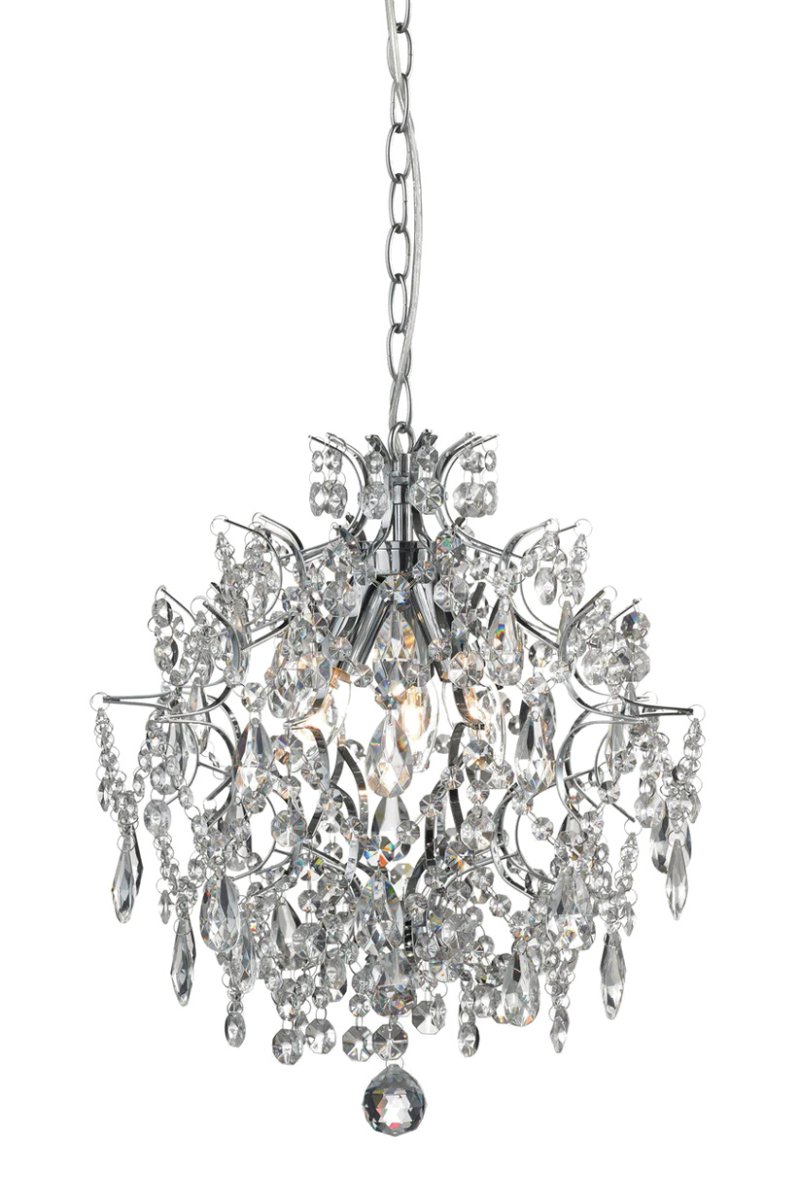 Häringe Ø40 Cromo cristal De Markslöjd - Este es un elegante candelabro de cristal con hermosos prismas cortados a máquina y un marco de metal cromado.