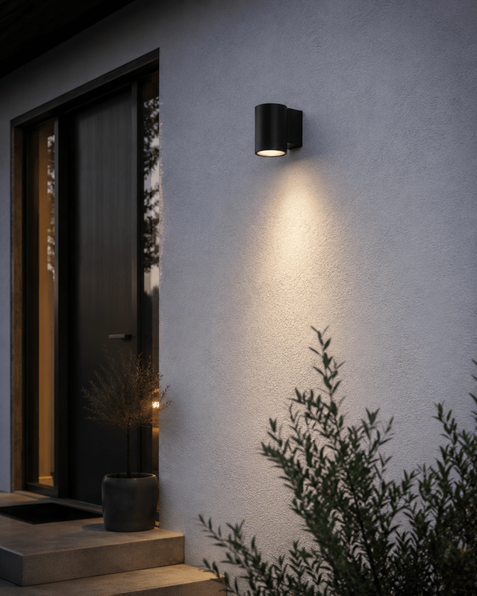 Oden Single Negro lámpara de exterior De Lampan - Lampan lyser fint ner p&aring; v&auml;ggen och skapar en h&auml;rlig atmosf&auml;r.