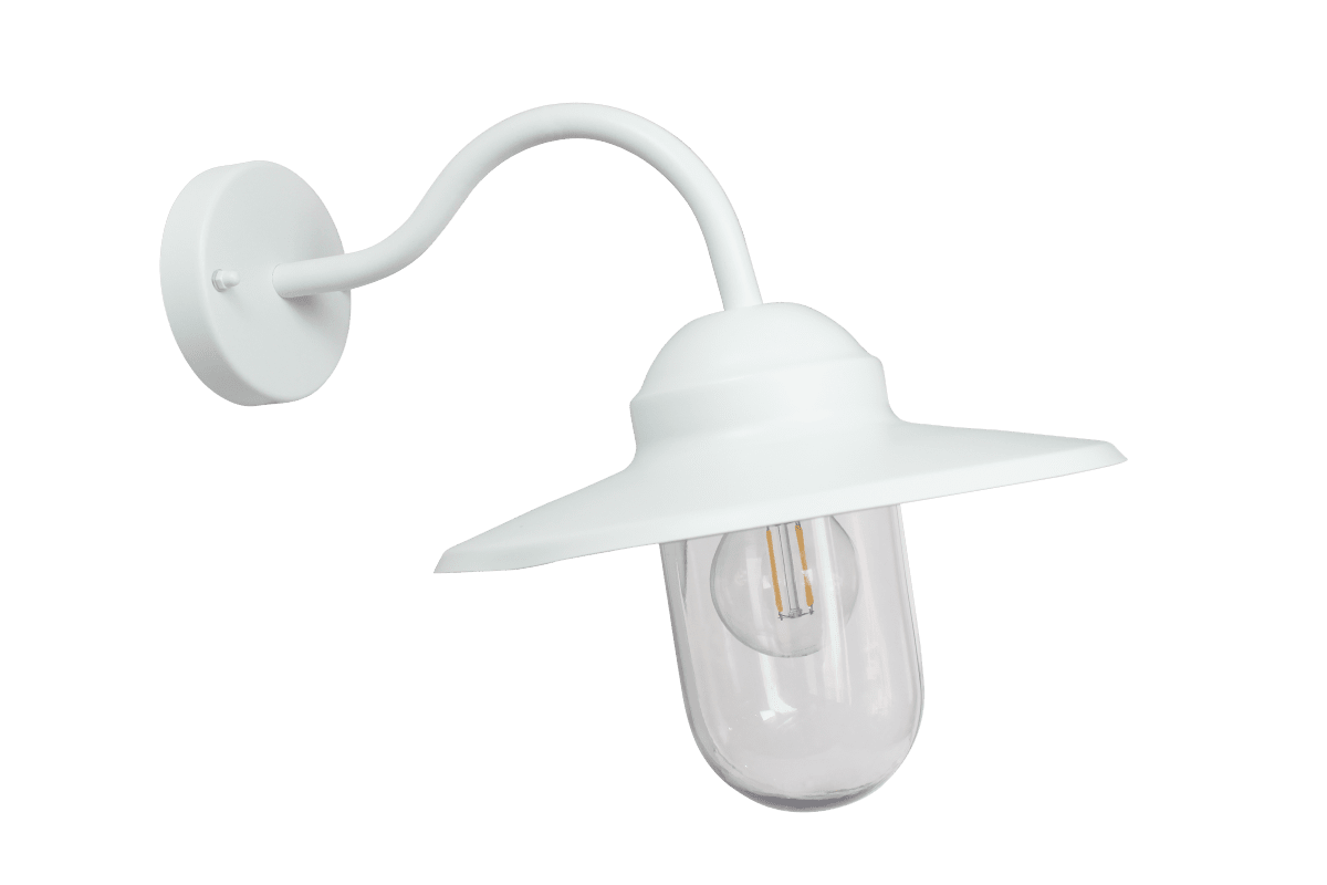 Ystad Blanco lámpara de exterior De Lampan - Ystad &auml;r en klassisk stallykta i vit f&auml;rg och klart glas.
