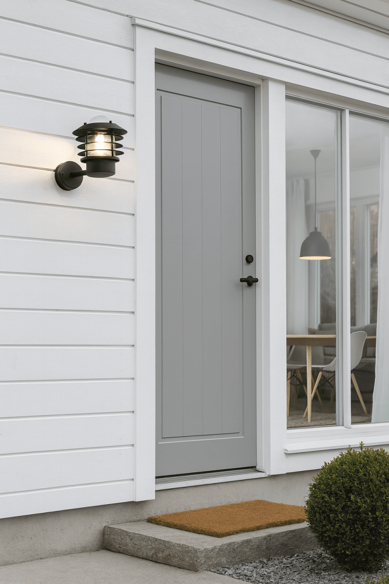 Ystad Negro lámpara de exterior De Nordic Lighting - El aplique de pared Ystad es una l&aacute;mpara de exterior cl&aacute;sica y elegante, fabricada en acero inoxidable con cristal transparente.
