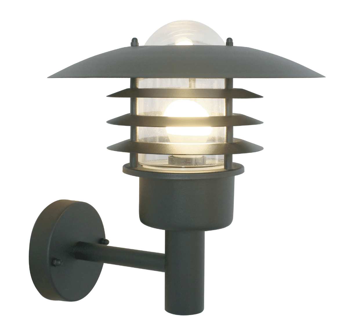 Kalmar Negro lámpara de exterior De Nordic Lighting - El aplique Kalmar es una l&aacute;mpara de exterior cl&aacute;sica y elegante, fabricada en acero inoxidable con cristal transparente.