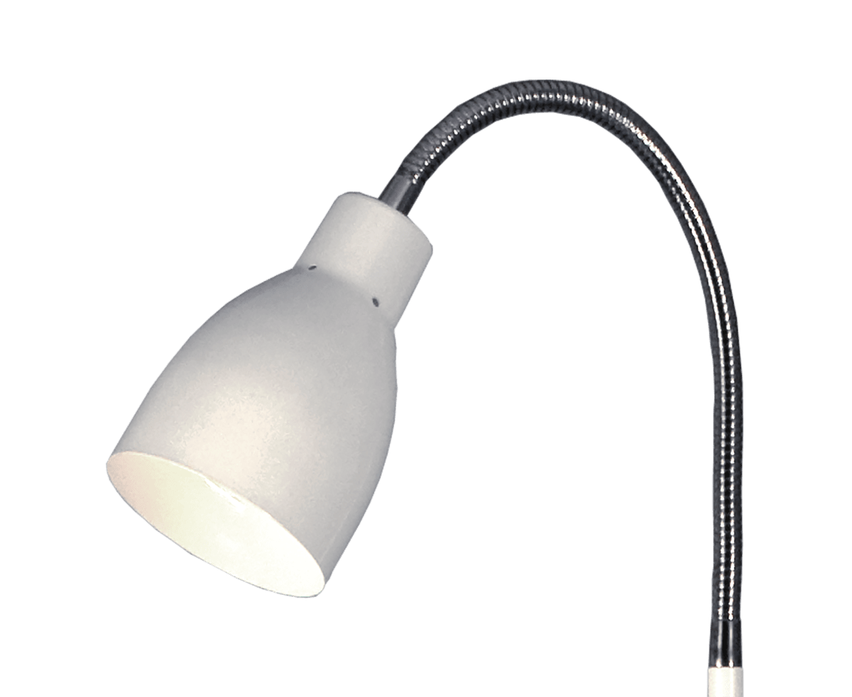 Sarek Blanco lámpara de pie De Aneta Lighting - Sarek es una elegante l&aacute;mpara de pie realizada en metal blanco mate con un brazo flexible cromado para facilitar la direcci&oacute;n de la luz.