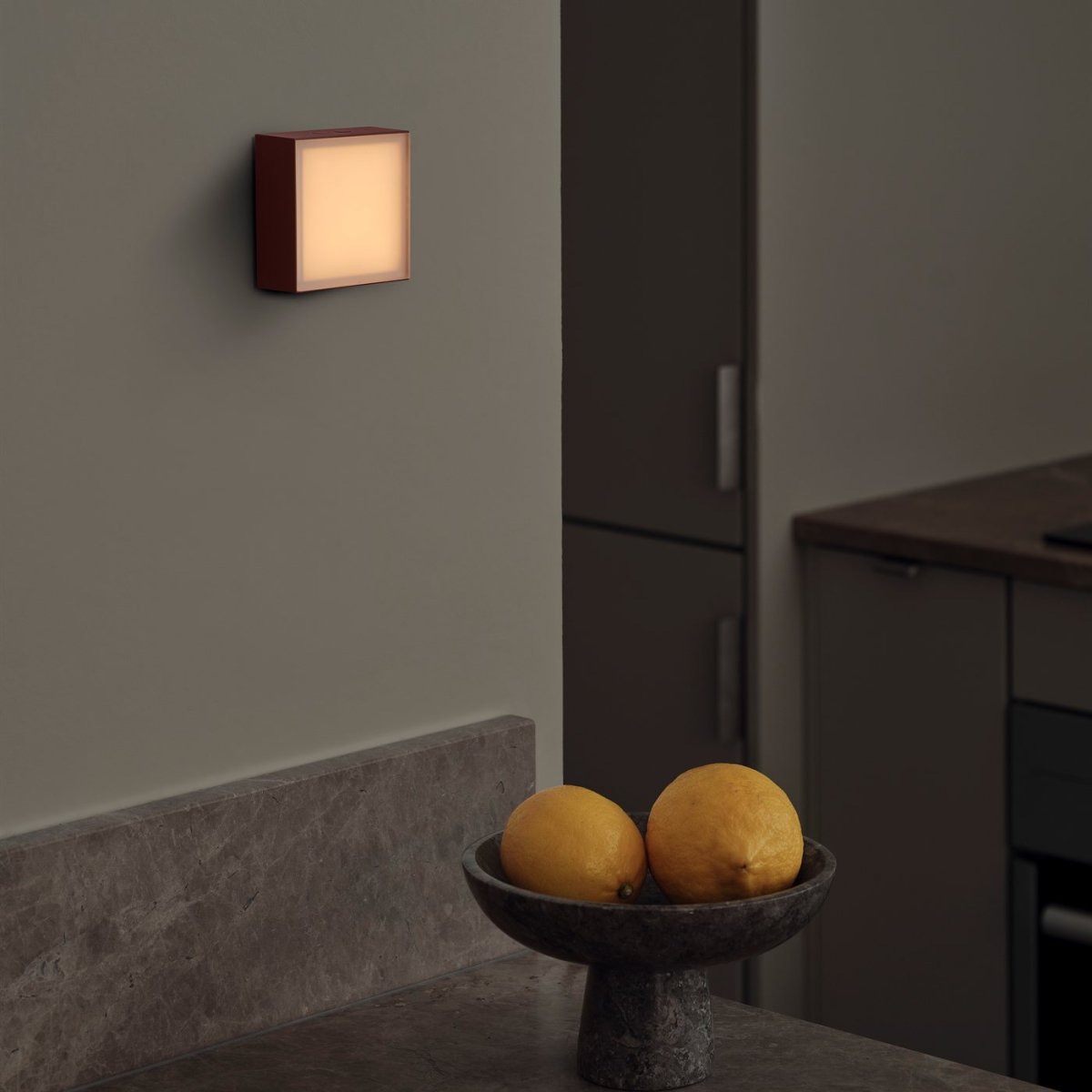 LAMP 1 - EU borgoña De Avolt - La lámpara está fabricada en policarbonato y cuenta con una cubierta de vidrio esmerilado y texturizado que difunde la luz de forma suave y agradable.