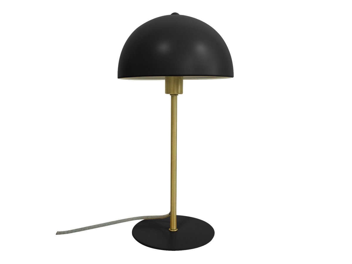 Bonnet 40cm Negro lámpara de mesa De Leitmotiv - Su pantalla negra y los elegantes detalles en latón le dan un aspecto sofisticado y actual, mientras que la lámpara emite una luz cálida y agradable.