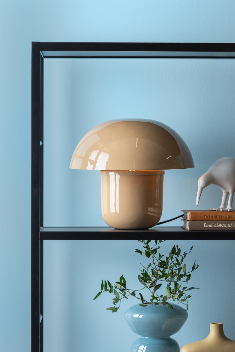 Mushroom 25cm Beige lámpara de mesa De Leitmotiv - El paquete incluye un cable negro de 1,8 m, un interruptor y un enchufe.