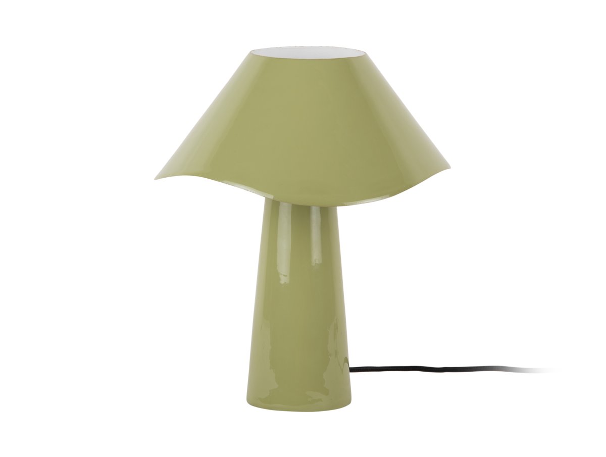 Ameno 33cm Verde lámpara de mesa De Leitmotiv - Ameno es una elegante lámpara de mesa metálica con un acabado verde brillante que emite una luz suave y armoniosa.