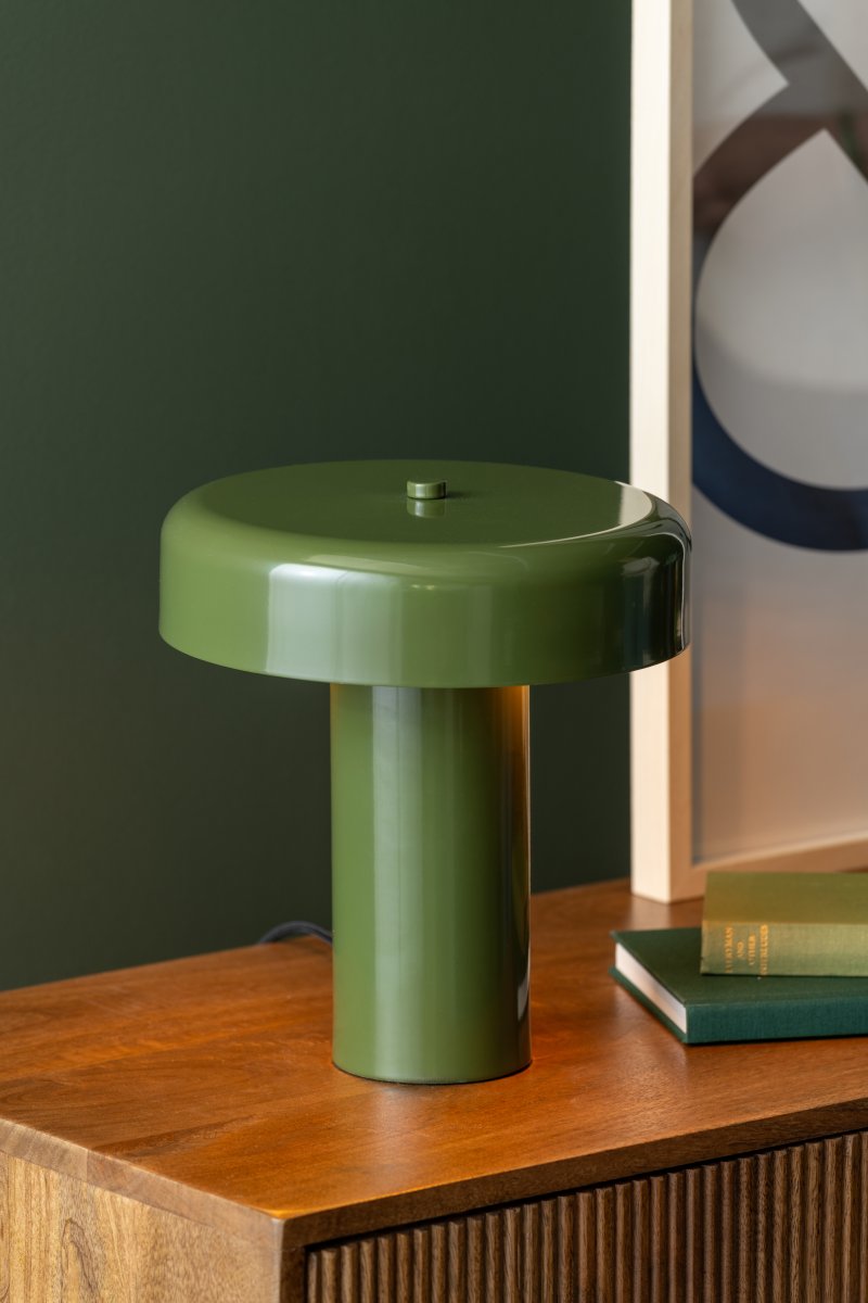 Riqueza Palo 26cm Verde lámpara de mesa De Leitmotiv - La elegante lámpara de mesa Riqueza Palo, fabricada en metal, cautiva con su acabado verde intenso y brillante.