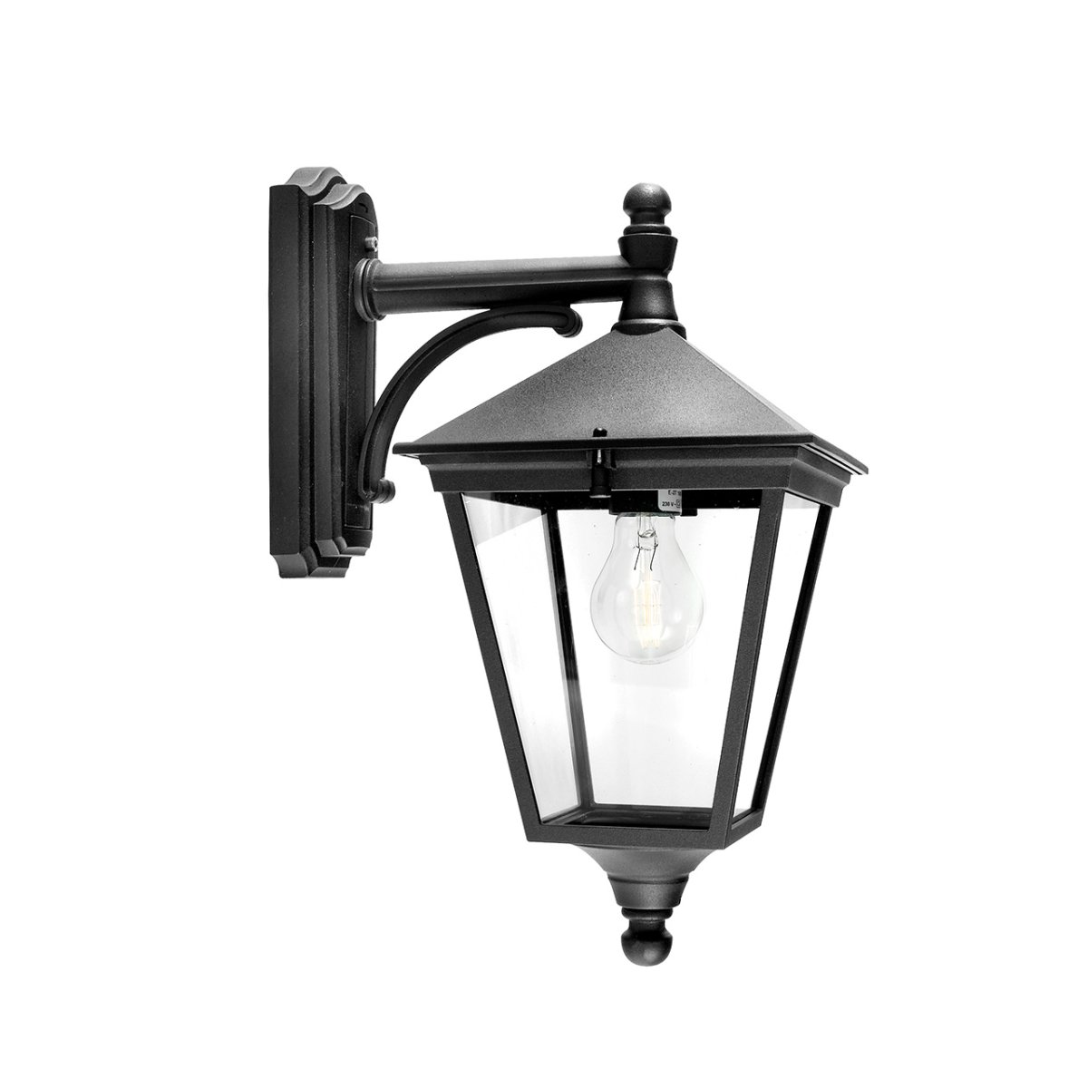 London Negro lámpara de exterior De Norlys - Con su forma tradicional y materiales resistentes, es perfecto para iluminar entradas, jardines o pasillos con una luz agradable y n&iacute;tida.