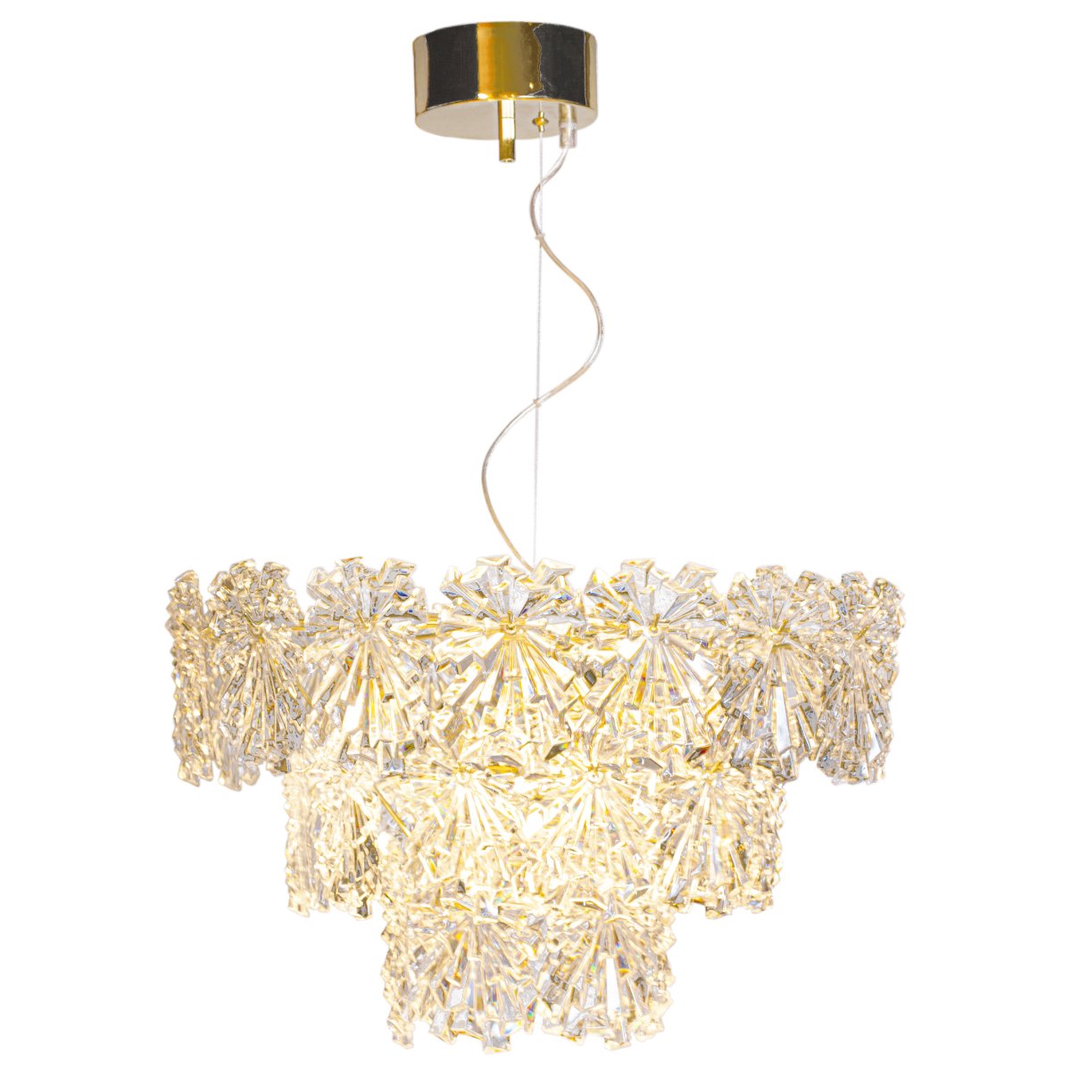 Lorraine Ø52 Latón Lámpas de techo De By Rydéns - La fuente de luz, rodeada de prismas decorativos en forma de flor, crea una hermosa imagen de luz en la habitación.