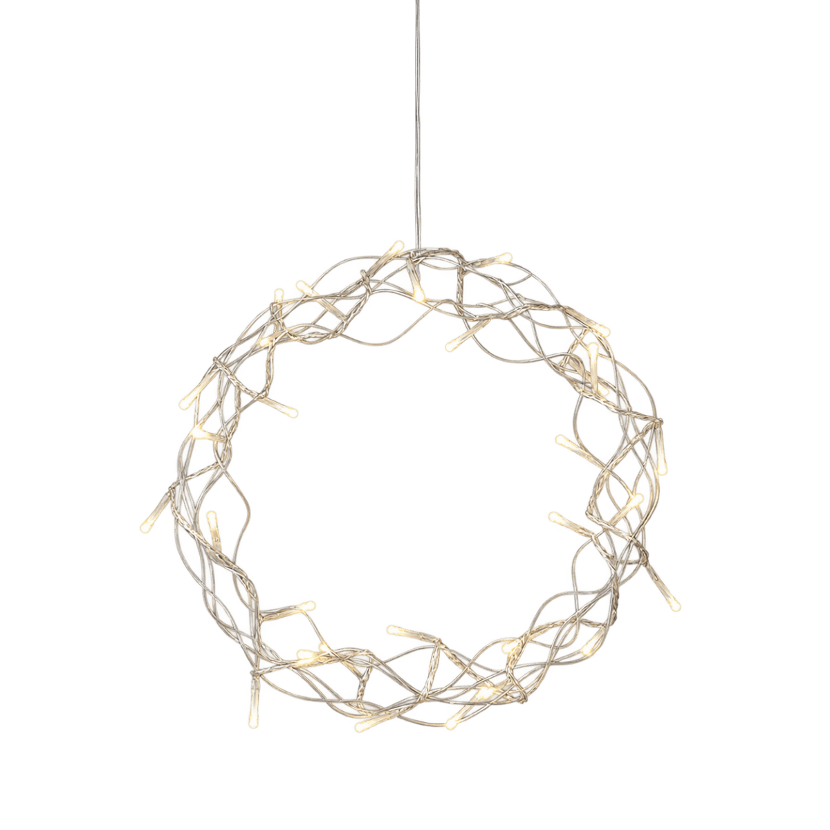 Corona LED Ø30 Plata De Konstsmide - Sus 32 peque&ntilde;os LED emiten una luz amarilla c&aacute;lida y acogedora, creando un ambiente confortable.