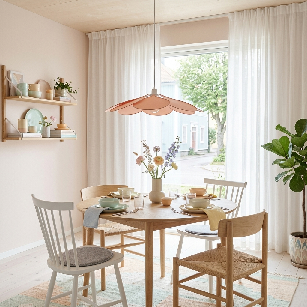 Magnolia Ø80 Rosa Lámpas de techo De Cottex - La l&aacute;mpara consta de una estructura met&aacute;lica y hojas suavemente curvadas cubiertas de tela rosa, creando una silueta hermosa y et&eacute;rea.