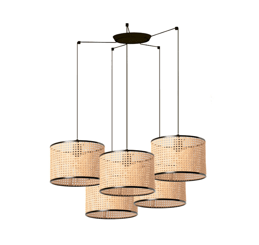 Mambo 5x Ø32 Naturaleza Lámpas de techo De Faro Barcelona - La pantalla tiene un di&aacute;metro de 32 cm y proporciona una distribuci&oacute;n de luz natural y c&aacute;lida que realza el ambiente de la estancia.