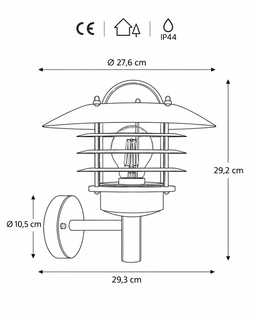 Kalmar acero cepillado lámpara de exterior De Nordic Lighting - La luz se difunde suavemente a trav&eacute;s del cristal, creando un ambiente acogedor en la entrada, la fachada o la pared de la casa.