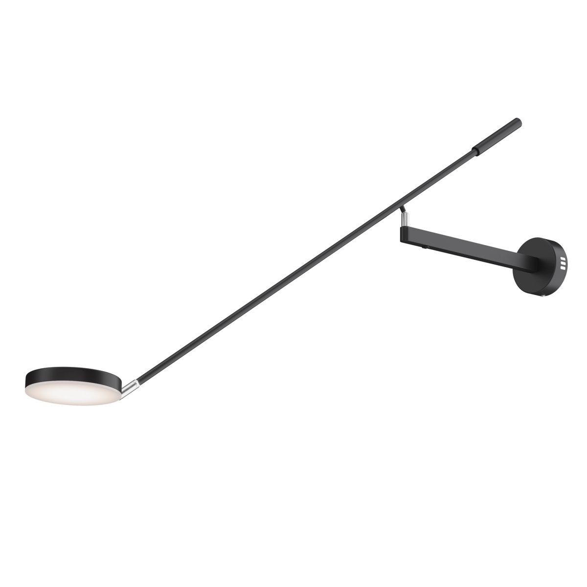 Fad 100cm Negro lámpara de pared De Maytoni - Con su brazo largo y ajustable y su discreta fuente de luz LED, Fad es la elección perfecta para estaciones de trabajo, rincones de estudio o grupos de sofás donde se requiere una iluminación precisa.