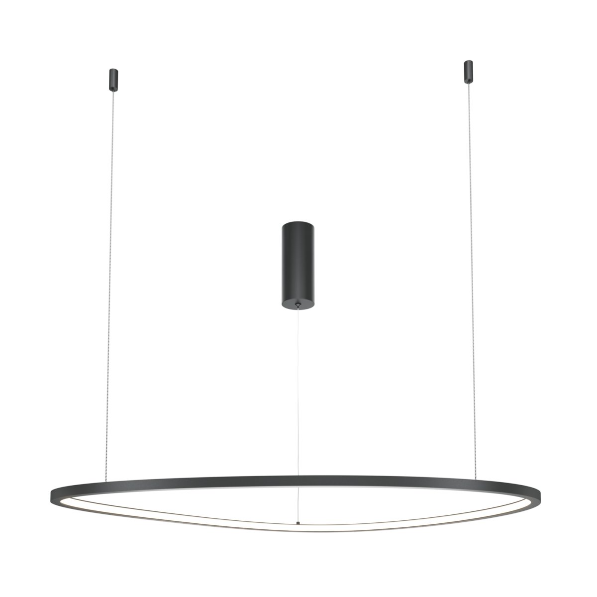 Glint Ø80 Negro Lámpas de techo De Maytoni - El marco delgado y redondo hecho de aluminio negro cuelga elegantemente de alambres delgados y da la impresi&oacute;n de flotar, creando una sensaci&oacute;n de ligereza y amplitud en su hogar.