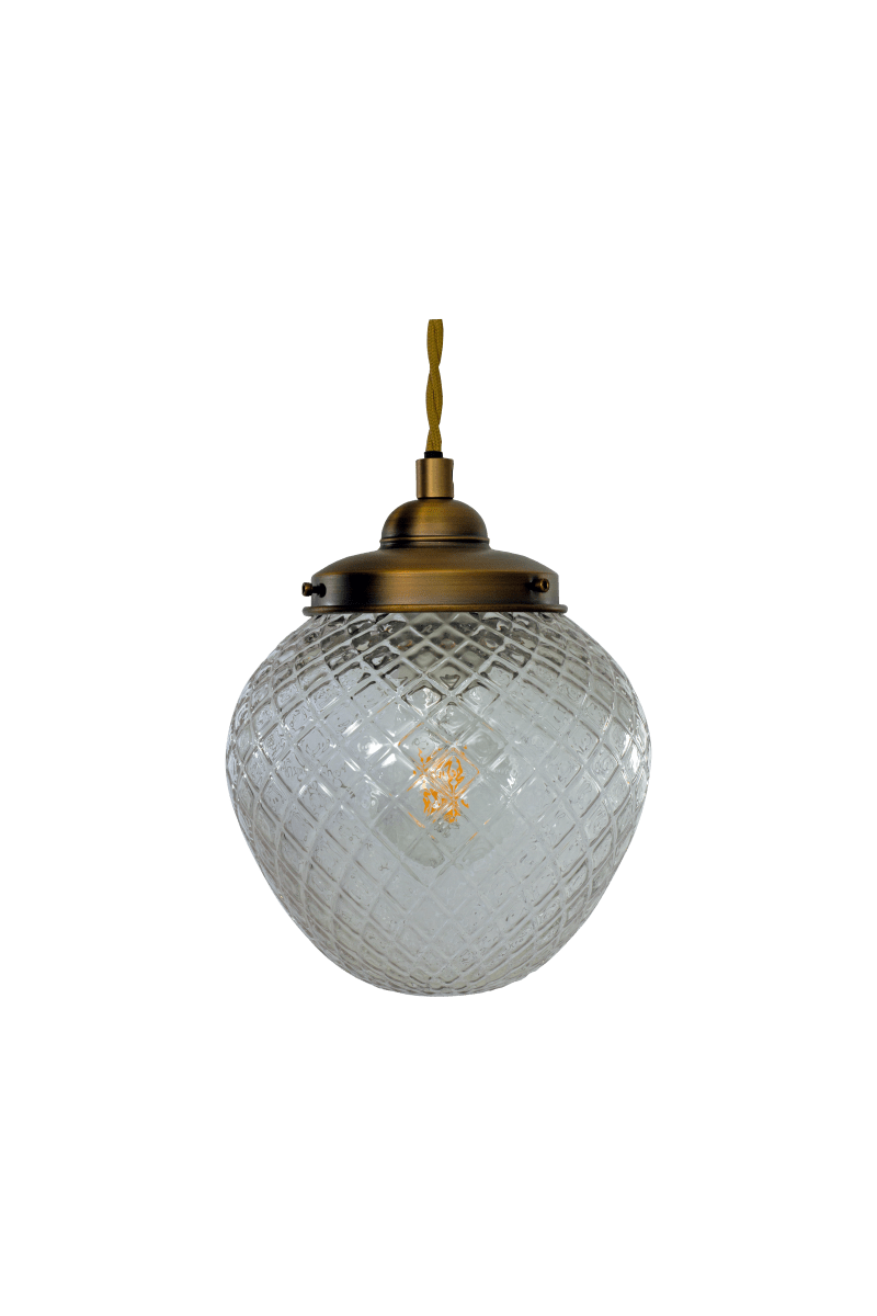 Gatsby Ø15 Latón antiguo lámpara de ventana De Aneta Lighting - La l&aacute;mpara de ventana Gatsby impresiona por su dise&ntilde;o cl&aacute;sico y elegante, con una pantalla decorativa de vidrio templado transparente y detalles met&aacute;licos con efecto lat&oacute;n antiguo.