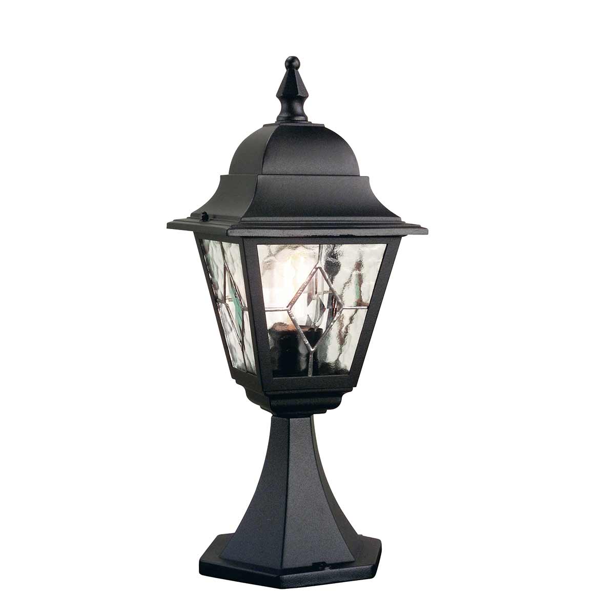 Norfolk 44cm Negro De Elstead Lighting - La lámpara de pie Norfolk ofrece un diseño clásico y elegante con sus paneles de vidrio emplomado, cada panel compuesto por cinco piezas de vidrio cortadas a mano.