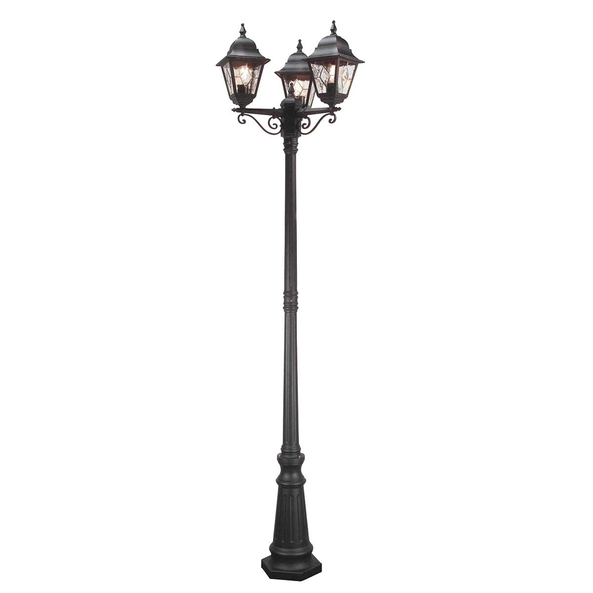 Norfolk 227cm Negro farola De Elstead Lighting - Cada panel de las linternas consta de cinco piezas de vidrio cortadas a mano, lo que crea un aspecto hermoso y tradicional.