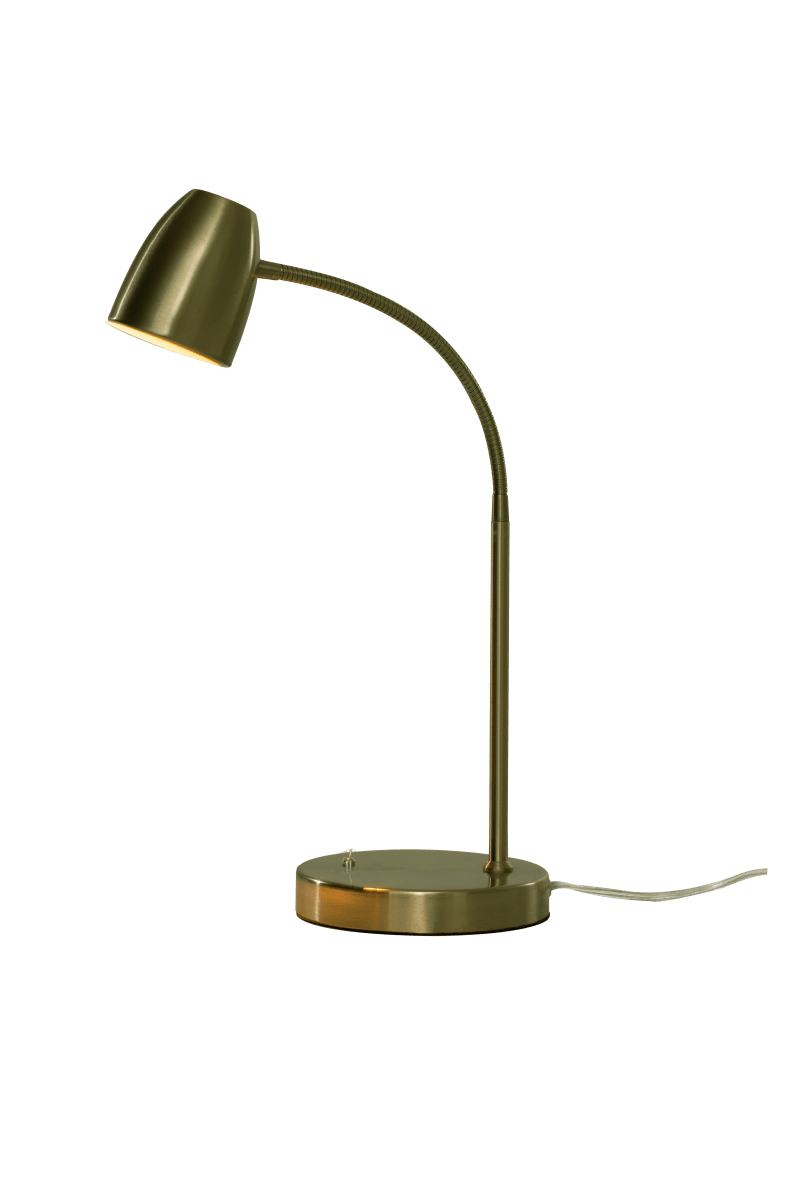 Sandnes 44cm Latón antiguo lámpara de escritorio De Aneta Lighting - La l&aacute;mpara de mesa met&aacute;lica Sandnes es perfecta como luz de lectura en tu escritorio o junto a la cama.