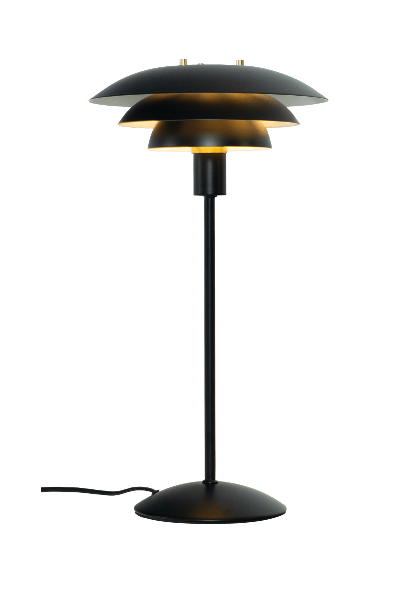Imagen ampliada de Epsilon 47cm Negro lámpara de mesa De Aneta Lighting - Su pantalla met&aacute;lica de tres piezas garantiza una distribuci&oacute;n de luz agradable y evita los reflejos.