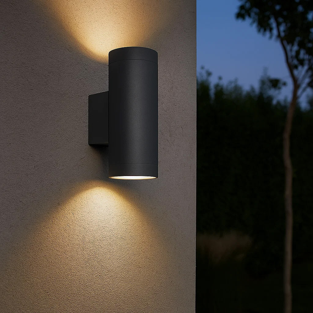 Oden Duo Antracita lámpara de exterior De Lampan - Lampan lyser fint b&aring;de upp och ner p&aring; v&auml;ggen.
