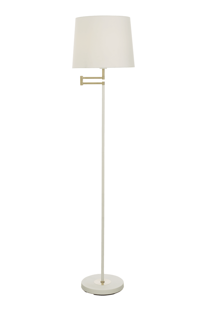 Birka Blanco lámpara de pie De Aneta Lighting - Lámpara de pie Birka realizada en metal lacado en blanco y detalles de latón en la base.
