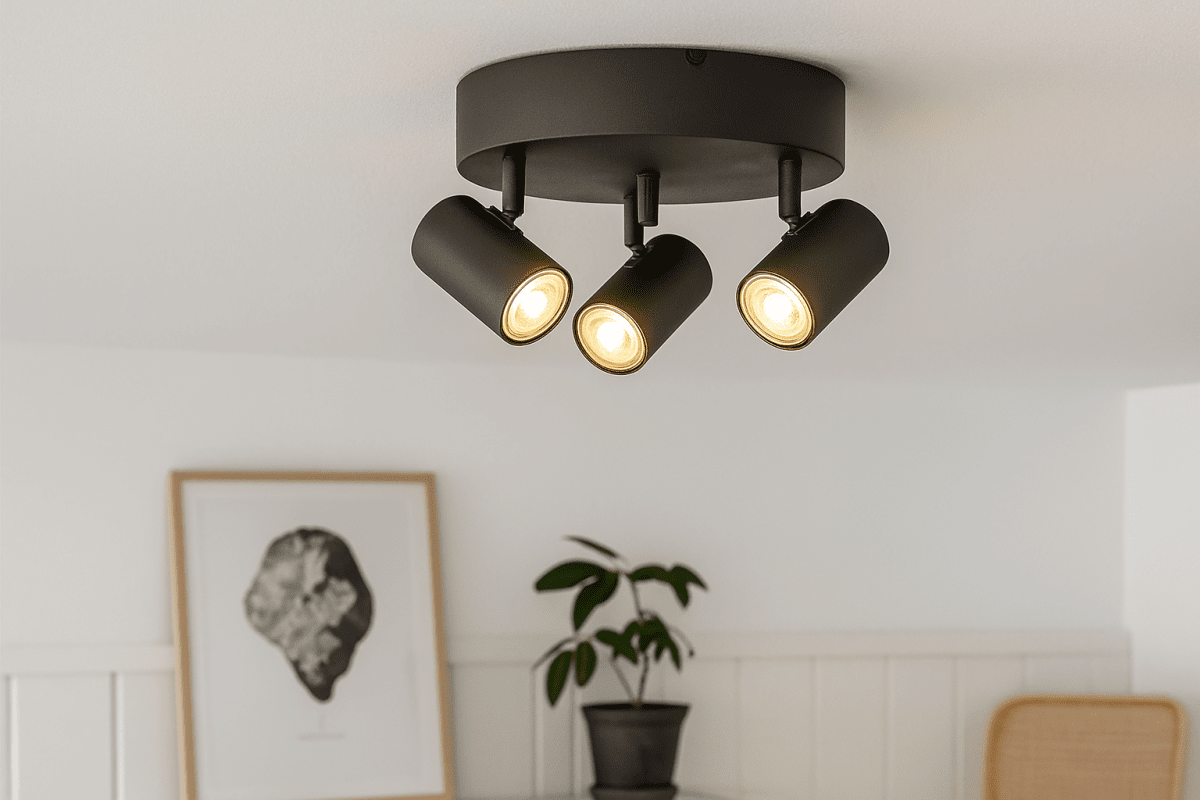 Omega 3 Negro foco de techo De Nordic Lighting - Omega es un foco cl&aacute;sico de dise&ntilde;o atemporal fabricado en metal negro mate.